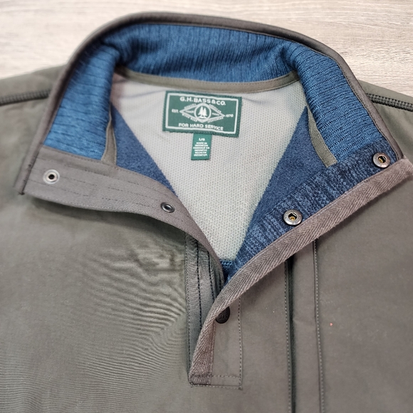 GH BASS & Co. Men's Blue and Green 3/4 Snap Front Pullover Sweatshirt Size Large - Picture 4 of 14